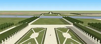 Restitution du paysage depuis le Belvédère du château de Maisons au XVIIIe&nbsp;siècle.