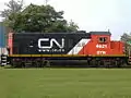 Cette GP9 reconstruite du GTW (GTW 4621) en livrée du CN vue devant Cytec Industries à Kalamazoo, MI.