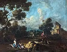 Paysage avec bergers par Giuseppe Zais