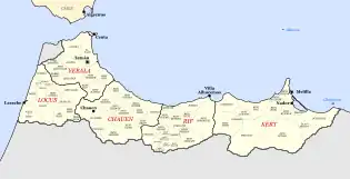 Carte montrant l'organisation territoriale de la zone nord du protectorat espagnol du Maroc