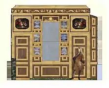 Restitution de la paroi est du Cabinet du Petit Appartement frais, XVIIIe&nbsp;siècle.