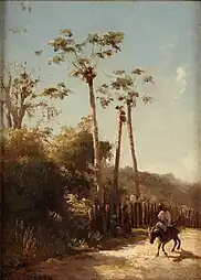 Paysage des Antilles, cavalier et âne sur une route, 1856Ordrupgaard, Copenhague