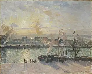 Soleil couchant, le Port de Rouen (bateaux à vapeur)Musée national de Cardiff