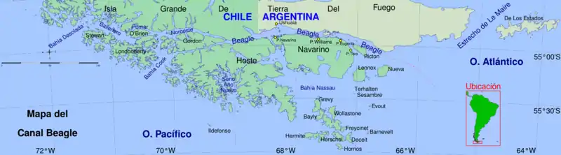 Carte du canal Beagle.