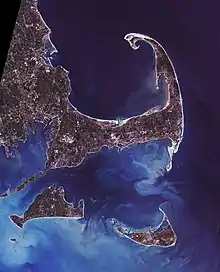 La péninsule de Cape Cod (vue satellite).