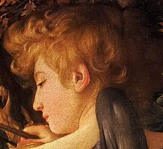 Peinture. Visage d'un adolescent de profil.