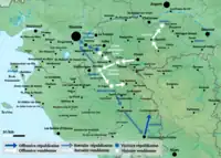 Carte des combats en Vendée entre le 19 et le 25 septembre 1793.