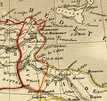 Carte de la Tunisie de 1843.