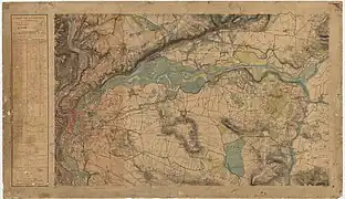 Carte d'état-major de 1866, montrant les multiples connexions de la Rize en amont, avec des ruisseaux directement liés au Rhône.