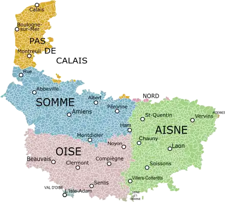 Picardie historique dans les limites administratives actuelles.