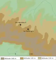 Carte montrant la localisation des sites de Heurtries II et La Gohaigne