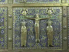 Panneau de la châsse de saint Calmin (fin XIIe&nbsp;siècle, Abbaye de Mozac).