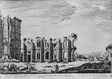 Ruines de l'ancien château de Bicêtre (gravure du XVIIIe&nbsp;siècle).