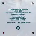Plaque commémorative Charles de Foucauld.