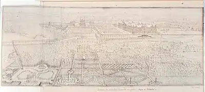 Les jardins bas de Meudon, par Israel Silvestre, au XVIIe&nbsp;siècle, BNF.