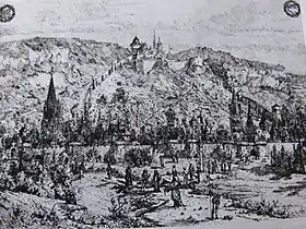 Vue de Poligny d'après le croquis de Claude Luc par Gaston Coindre