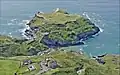 Château de Tintagel et ruines du monastère, Ier&nbsp;siècle. Vue aérienne.