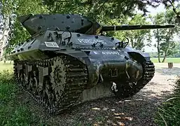 Char M10 « Porc-Épic » du 8e RCA restauré sur le lieu où il a été mis hors de combat le 26 janvier 1945.