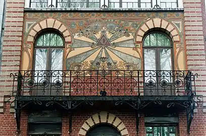 Sgraffite de la Maison dorée, par Gabriel van Dievoet, 1899 (Charleroi).