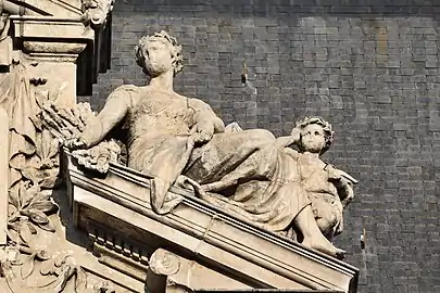 Figure allégorique du département du Rhône (1890), fronton de l'hôtel de préfecture du Rhône.