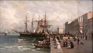 Le Quai Saint-Pierre et le bâtiment de la douane (XIXe&nbsp;siècle), Charles Labor, musée de la Castre