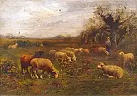 Moutons et bergère, œuvre non sourcée.[réf.&nbsp;nécessaire]