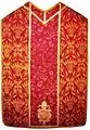 Chasuble de cérémonie de Jean-Albert Vasa, damassée des gerbes de blé de la famille Vasa.