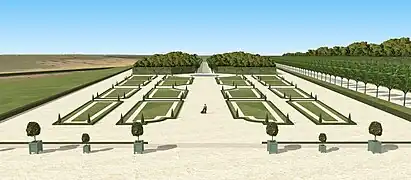 Restitution du parterre du château de Faÿ-les-Nemours d'après le plan d'intendance, XVIIIe&nbsp;siècle