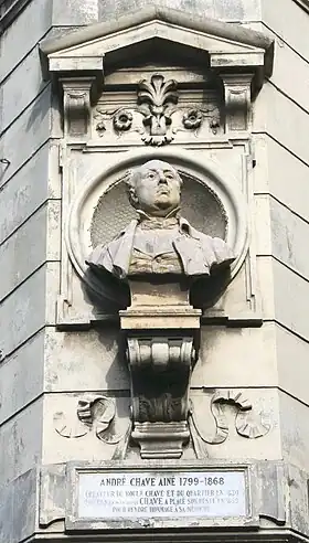 Buste d'André Chave, Marseille, angle de la place Jean-Jaurès et du boulevard Chave.