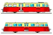 Profil de l'autorail Z-101 et de sa remorque R-1.