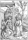 Albrecht Dürer, gravure sur bois, 29,5 × 21,1 cm, de la série sur la Vie de la Vierge (v.&nbsp;1507).