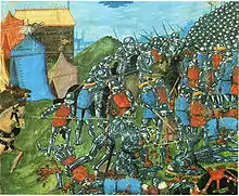 Tableau de la bataille de Vouillé, où Clovis tue Alaric II