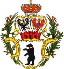 Grand blason de 1839 (Cette représentation montre une fausse couronne, il doit y avoir une couronne royale sur le bouclier.)