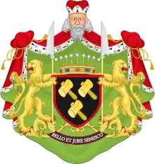 Armoiries de la branche comtale (dite aînée) de la famille d’Udekem d’Acoz (1999).