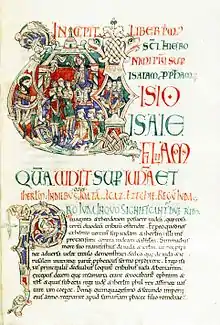 Commentaire sur Isaïe : lettrine U par Hugo Pictor de l'abbaye de Jumièges