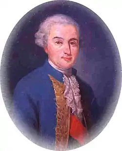 Médaillon représentant un homme au manteau bleu portant perruque.