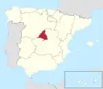 Situation géographique de la Communauté de Madrid en Espagne.