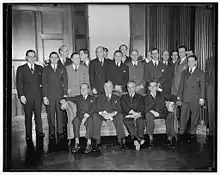 Les représentants des gouvernements d'Amérique latine et des détaillants américains lors d'une réunion à Washington, DC, le 1er novembre 1939, pour discuter d'un moyen d'accroître le commerce dans l'hémisphère occidental.