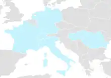 Carte d'Europe mettant en relief les pays ayant des églises protestantes en nombre significatif, principalement en Europe occidentale.