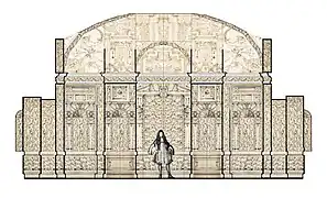 Restitution de la coupe de l'intérieur de la Grotte de Meudon.