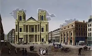 Église vers 1810-1820 (la façade est telle qu'elle devait se présenter une fois achevée[réf.&nbsp;nécessaire]).