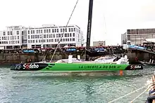 Thomas Coville, accueilli le 26 décembre 2016 après son record autour du monde en solitaire.