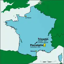 L'hexafluorure UF6 est enrichi dans l'usine d'enrichissement Georges-Besse II du Tricastin (Drôme).