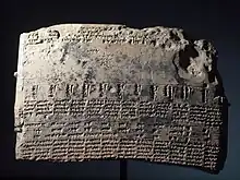 Calendrier zodiacal du cycle de la Vierge. Uruk, tablette d'époque séleucide. Musée du Louvre.