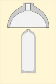 Section montrant les zones usinées du col en détail
