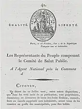 Décret de Robespierre sur les titres féodaux à brûler