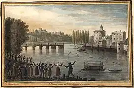 Destruction du pont Morand en 1825