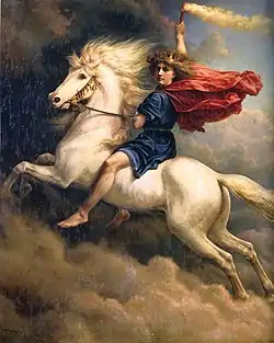 Dag sur son cheval, peinture de Peter Nicolai Arbo (XIXe siècle)