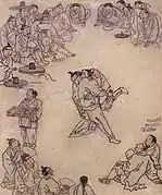 Les lutteurs. Feuille tirée du même album