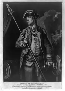 David Wooster, commandant en chef de l'Armée provinciale contre le Québec, gravure, ca. 1776 ,